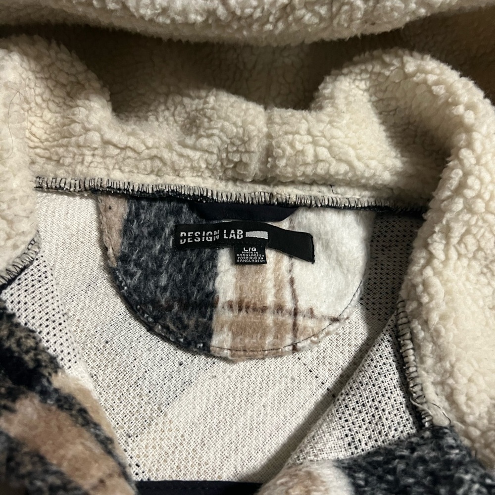 Design Lab Tan Cottagecore Plaid Barn Coat Casual Shacket size Large - Picture 6 of 13